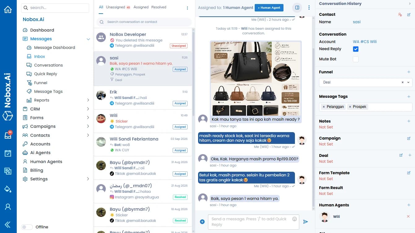Tampilan Dashboard Utama NoBox AI